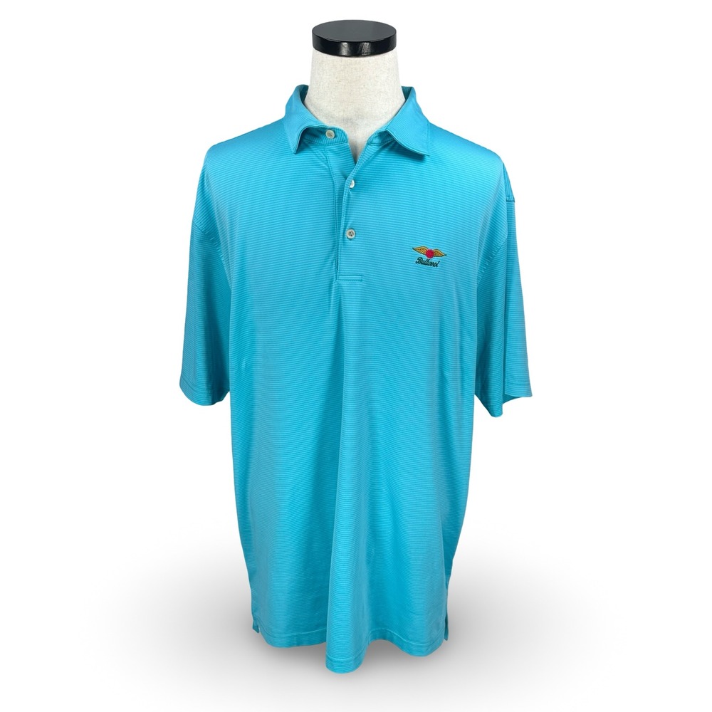 Peter Millar Summer Comfort Baltusrol Golf Club Polo Shirt Mens XL Blue Striped